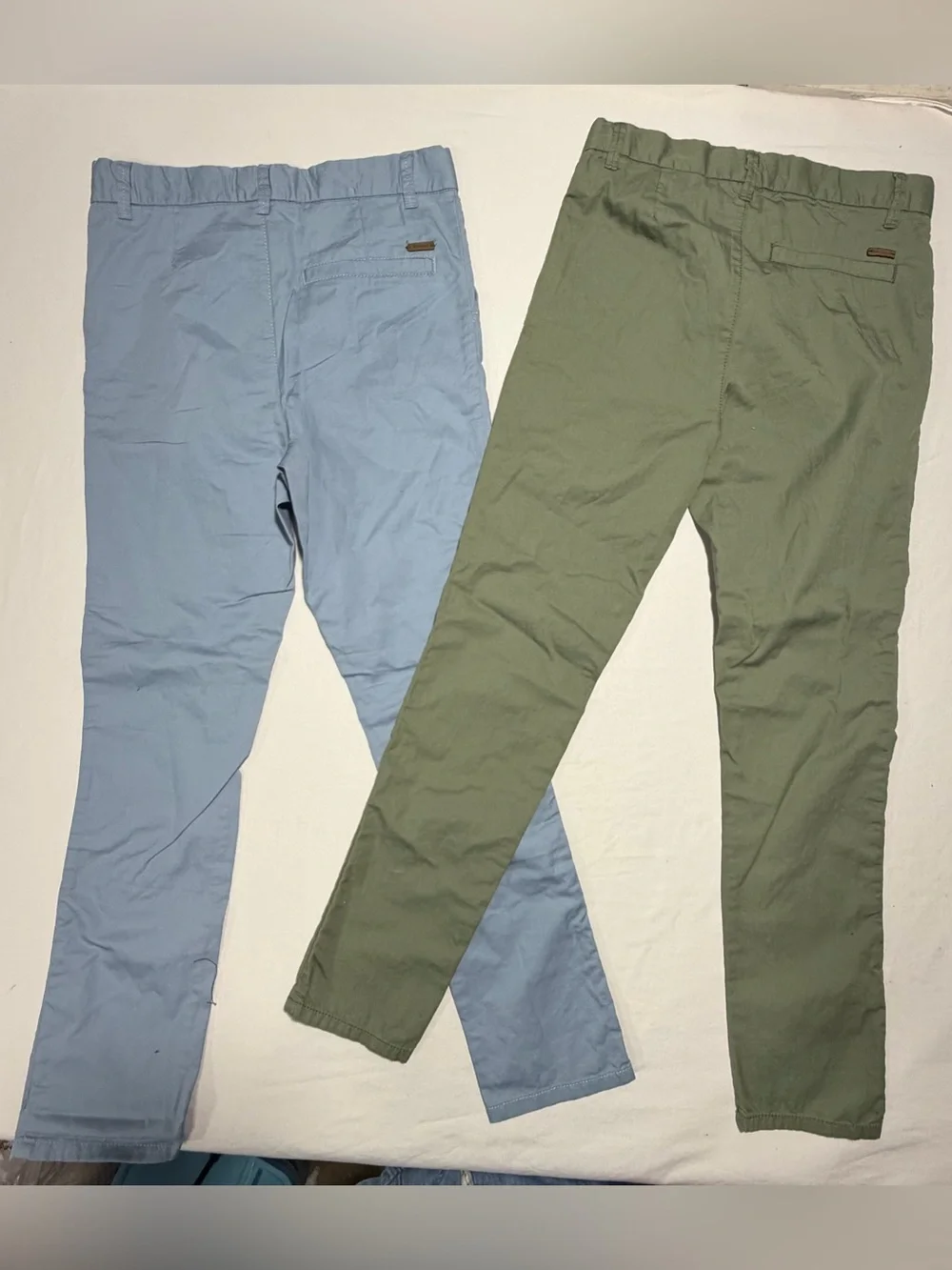 Light Blue & Olive Green Slim Chino Pants - Pair